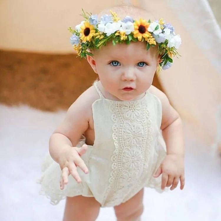 

Summer New Girls' Super Cute Infant Toddler Lace Sling One-Piece Romper