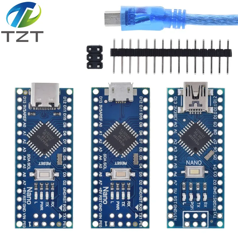 Nano Mini USB с Загрузчиком, совместимый с контроллером Arduino Nano 3,0, USB-драйвер CH340, 16 МГц, Nano v3.0 ATMEGA328P