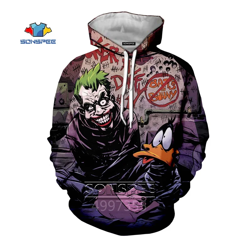 Новинка толстовки SONSPEE в стиле Харадзюку с капюшоном для взрослых и детей Джокер