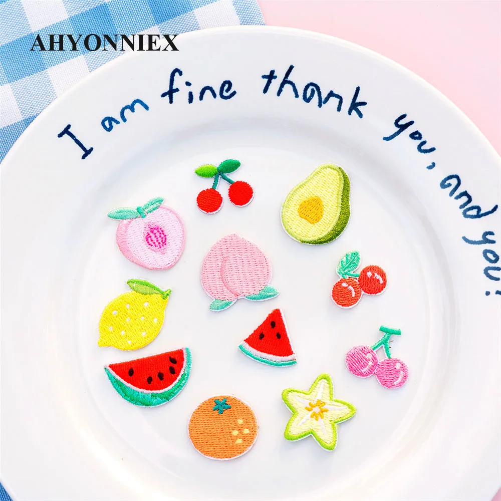 Вишня с фруктами лимон патчи утюгом для одежды джинсов сумок Лоскутная