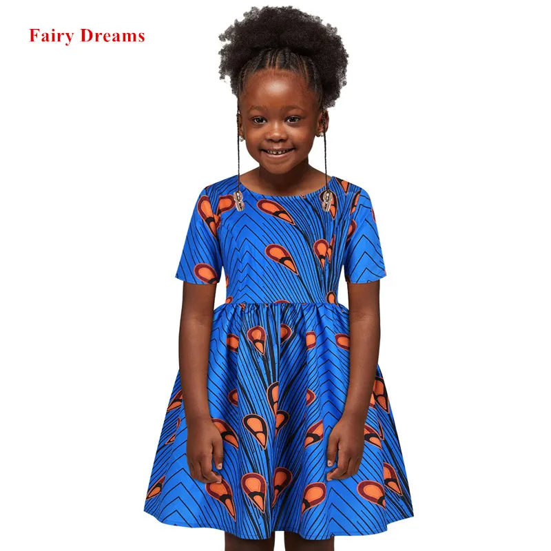 Африканские платья для девочек Дашики Анкара летнее платье с коротким рукавом