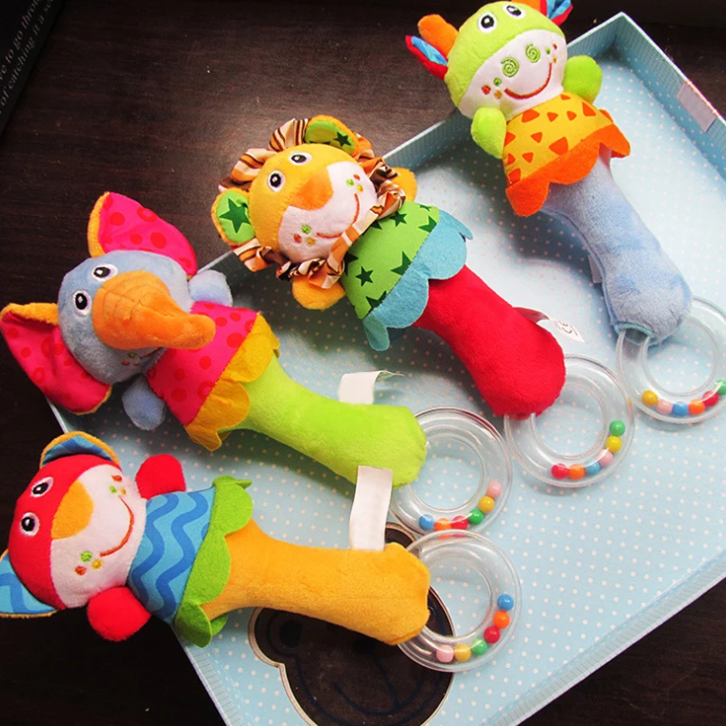 От 2 месяцев до 3 лет детские игрушки погремушки в виде милых животных плюшевая