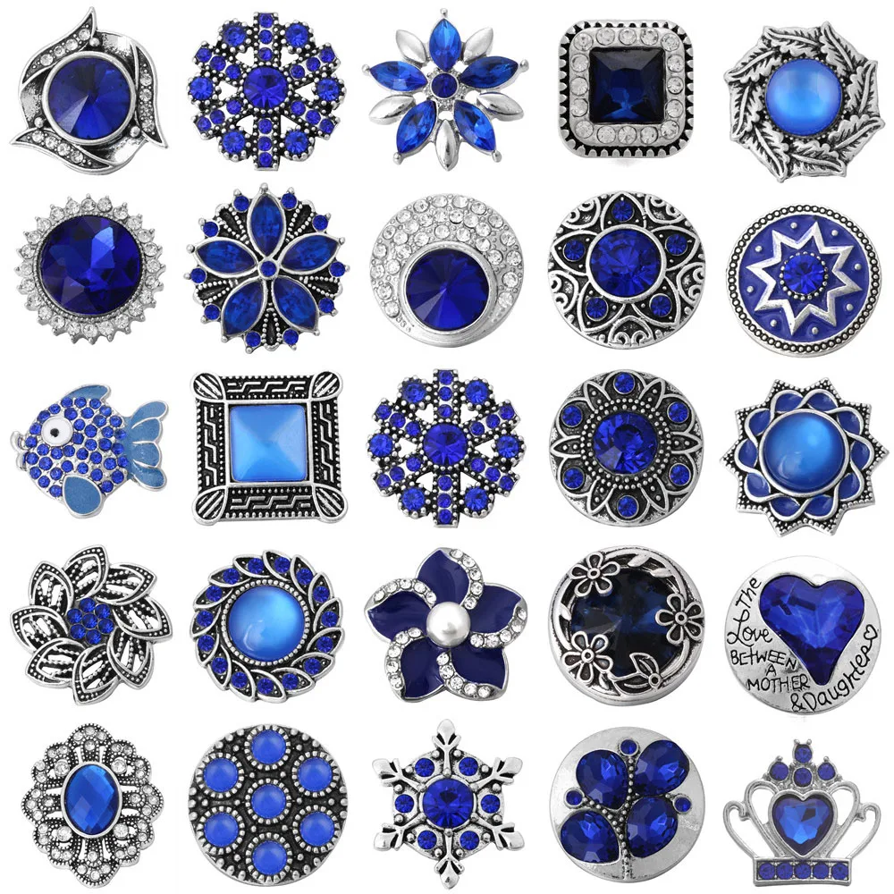 6 шт./лот кнопки-застежки ювелирные изделия с темно-синими стразами цветы кнопки