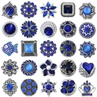 6 шт.лот кнопки-застежки ювелирные изделия с темно-синими стразами цветы кнопки подходят для 18 мм браслеты-обручи самодельные ювелирные изделия