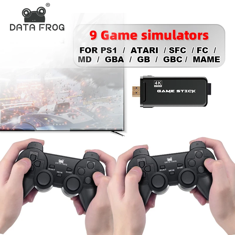 Игровая консоль DATA FROG ретро 10000 встроенных игр 4K HDMI поддержка PS1/GBA/FC | Электроника