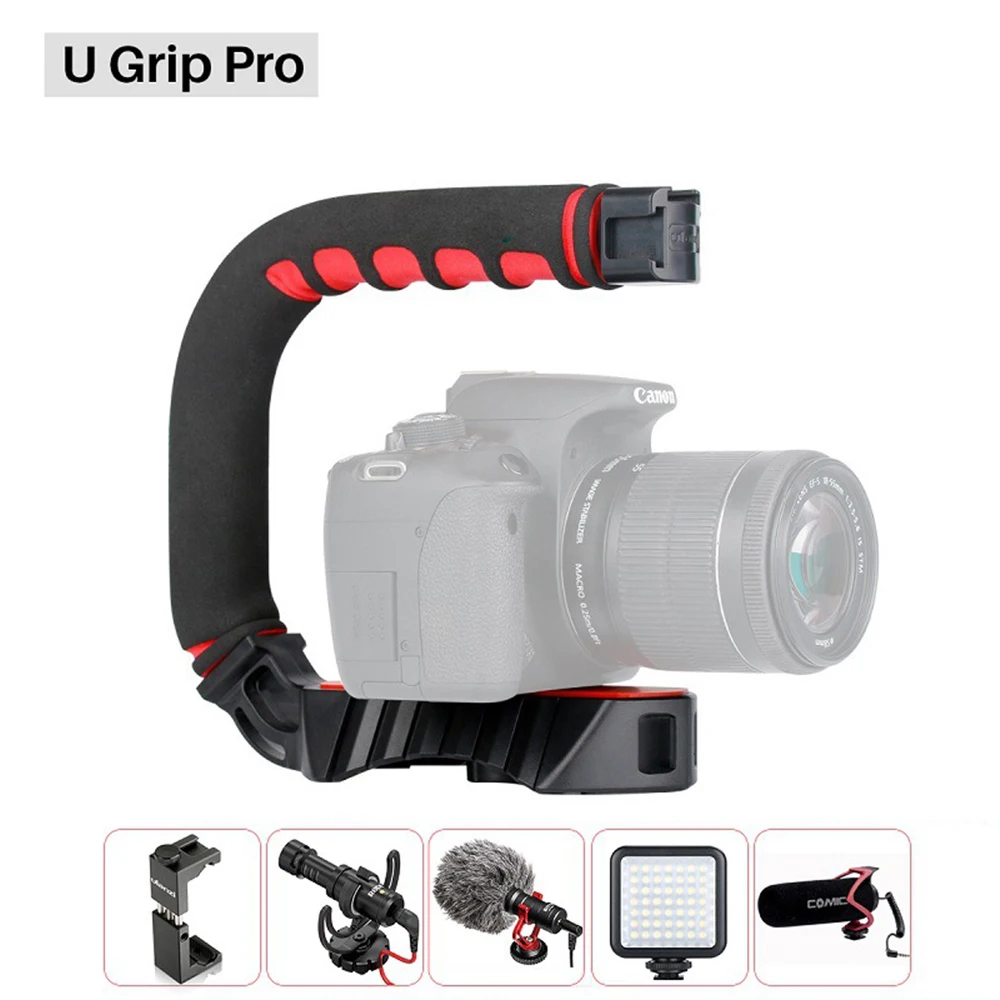 U-Grip Pro ручной видео с тройным холодным башмаком крепление для смартфона ручка DSLR