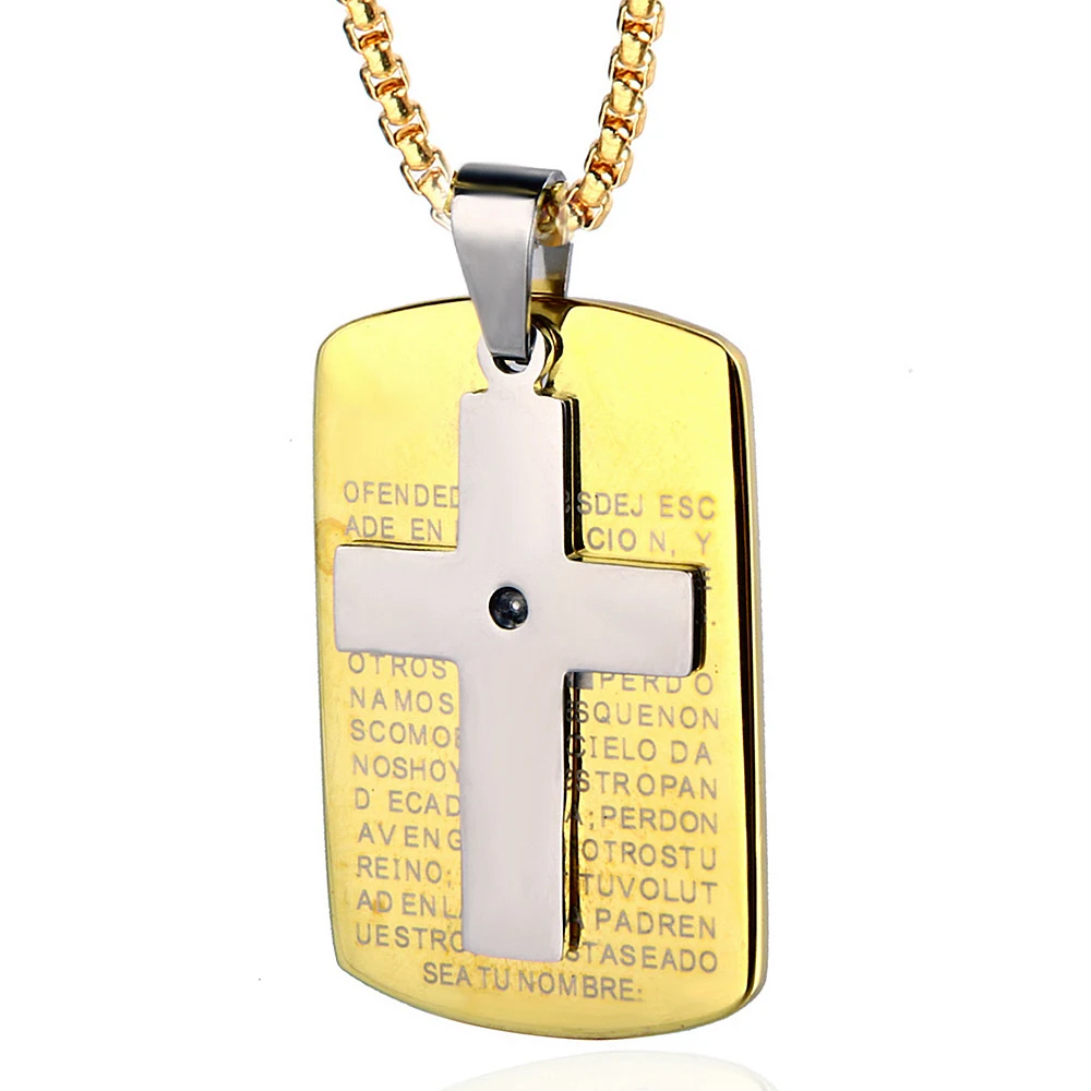 Золотые ожерелья с крестом из Библии подвеска для собаки мужчин католический