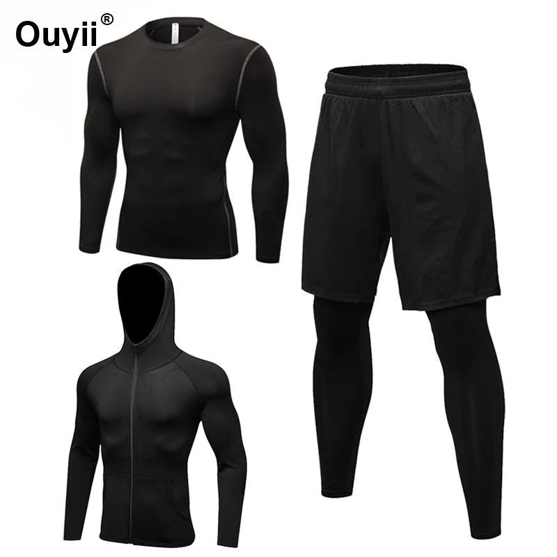 Новый мужской спортивный костюм быстросохнущая Спортивная одежда для бега