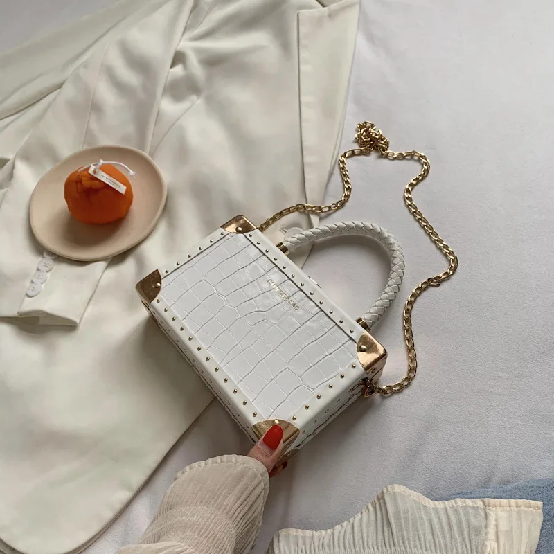 

High-end texture handbags women's bags small bags 2021 spring and summer new trendy fashion chain messenger texture box bag