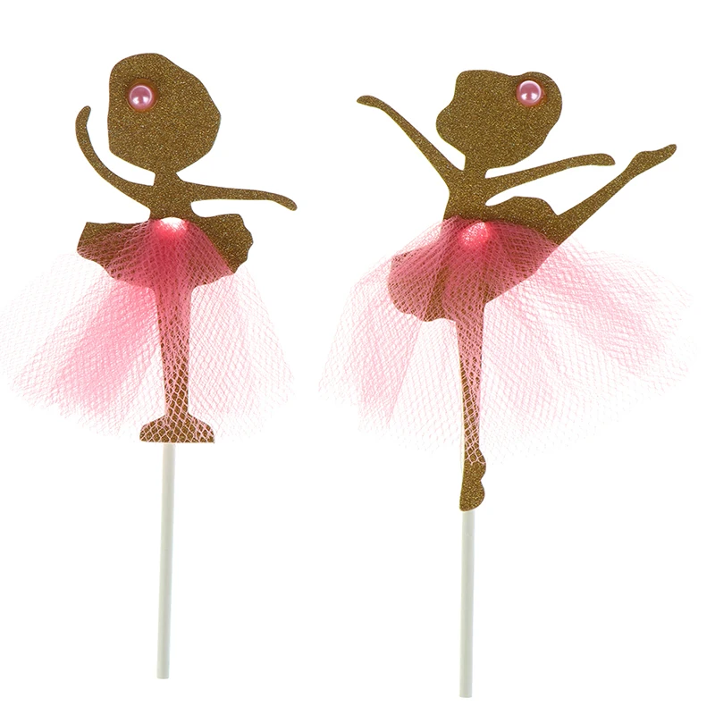 2 шт./упак. торт топперы капкейки Topper Золотая блестящая Танцующая балерина топпер
