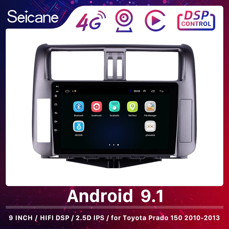 Seicane 2din Android 9 1 Автомобильный мультимедийный плеер для Toyota Prado 150 2010 2011 2012 2013 GPS