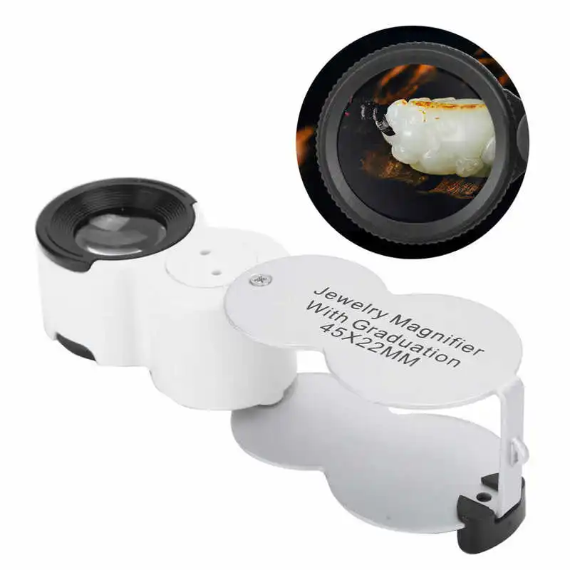 45X ювелирное увеличительное стекло портативный светодиодный УФ светильник лупа