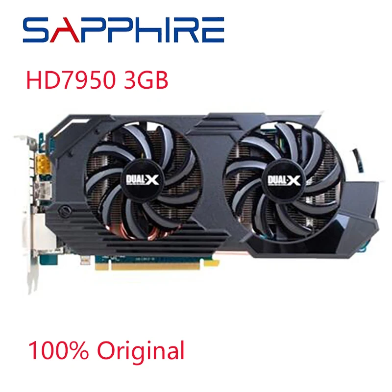 Б/у SAPPHIRE HD7950 3 Гб видеокарта GPU для AMD Radeon HD 7950 ГБ GDDR5 графический экран карты ПК