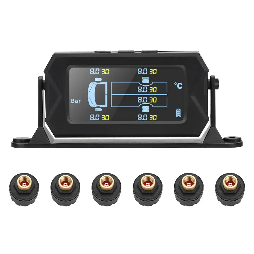 

180 Degree Rotation TPMS Truck Alarm Tire Pressure Sensor Monitoring System Auto Solar Security Pressure Control Detector