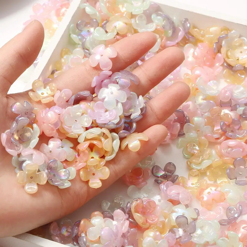 

Fashion 20Pcs Petal Flower ABS Acrylic Imitation Pearl Beads Bowknot Tie Bead Caps for needlework DIY Material Jewelry Findings