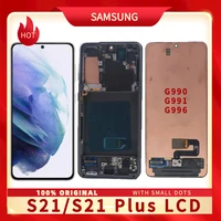 100 original amoled for samsung galaxy s21 lcd s21 plus lcd display touch screen digitizer g991 g996 service parts with dots