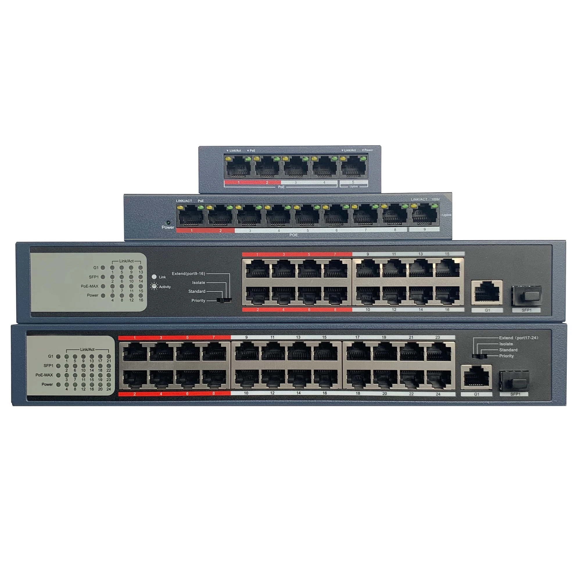 Original HIKvisio 4CH 8CH 16CH 24CH PoE LAN Network Switch, DS-3E0105P-E/M DS-3E0109P-E/M DS-3E0318P-E/M DS-3E0326P-E/M Economic