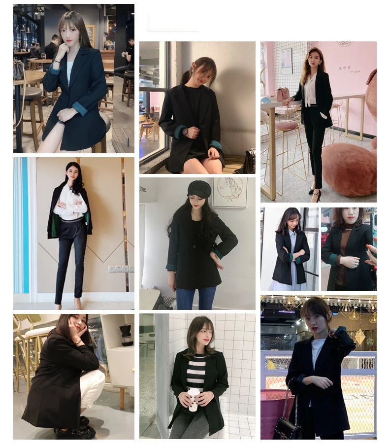 

Spring Long Sleeve Blazer Jacket New Korean British Wind Professional Black Coat Suit S-3XL Women Work Wear Jacket 1271424