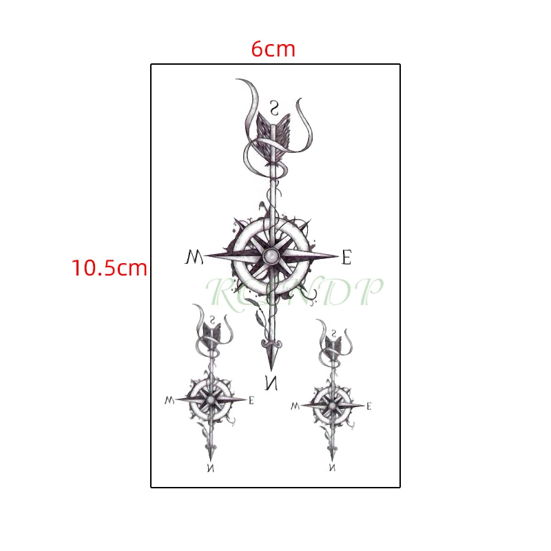 Водостойкая Временная тату-наклейка перо стрелка компас Ele men t искусственная