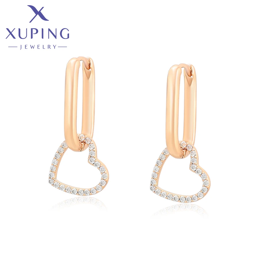 

Xuping ювелирные изделия Новое поступление элегантные подвески в форме сердца модные золотые серьги для женщин подарок на день Святого Валент...