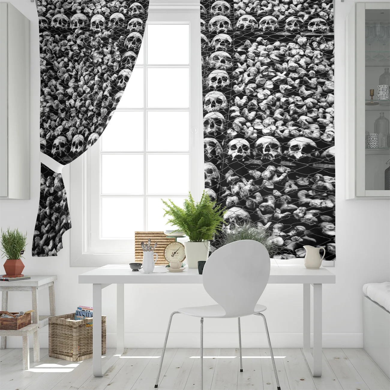 Домашняя занавеска черная в виде черепа для гостиной предметы украшения оконные