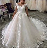 gorgeous a line wedding dress short sleeves lace appliques bridal gowns designer plus size robe de mari%c3%a9e