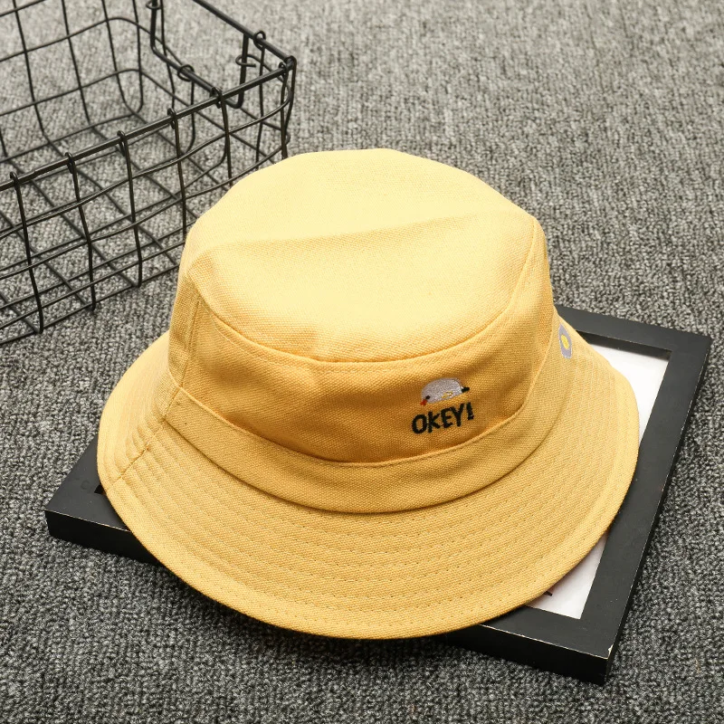 

Duck Letter Embroidery Cartoon Sun Bucket Hats For Women And Men Fashion Summer Cotton Panama Caps Fishing Black Fisherman's Hat