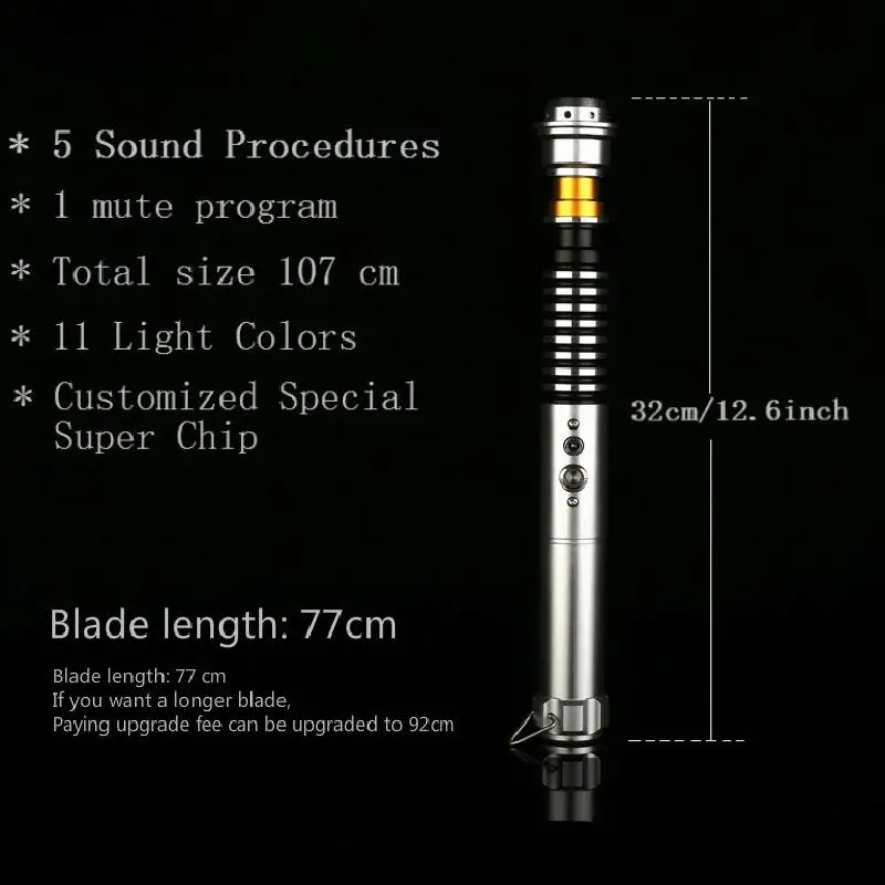 

Discoloration Metal Hilt Stick Luminous Lightstick LED Lightsaber Cosplay Light Saber with Voice Sword Powerful Laser