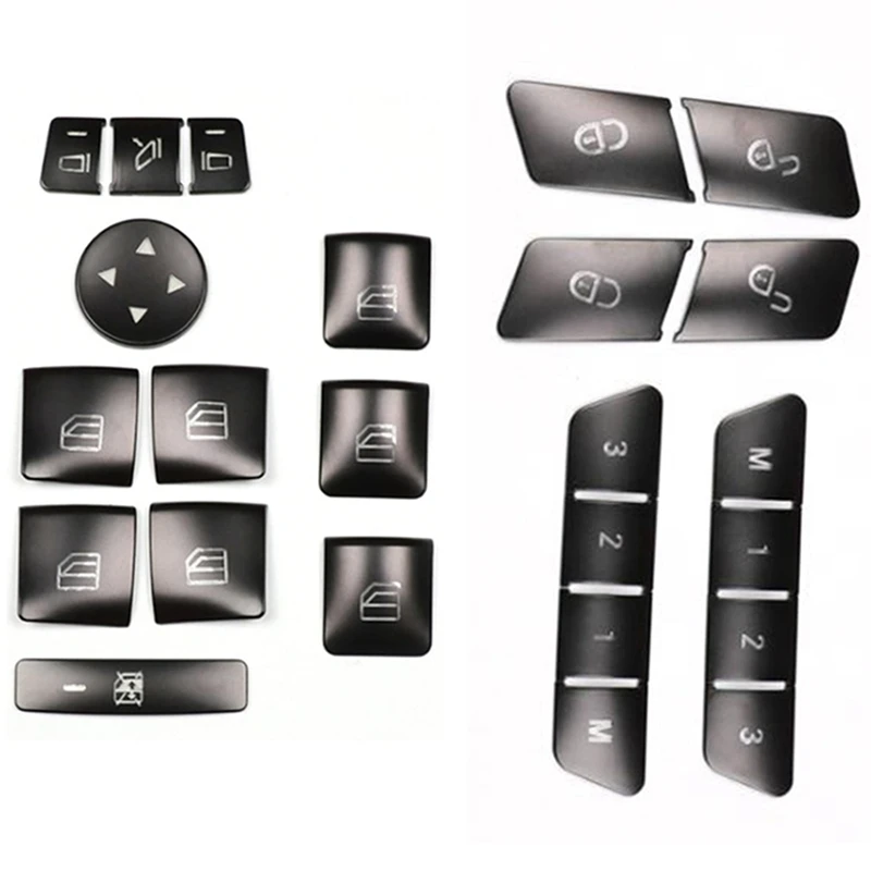 

12Pcs Door Seat Memory Lock Switch Stickers For Mercedes Benz A B C E Class CLA & 12X Window Switch Button Trim Sticker