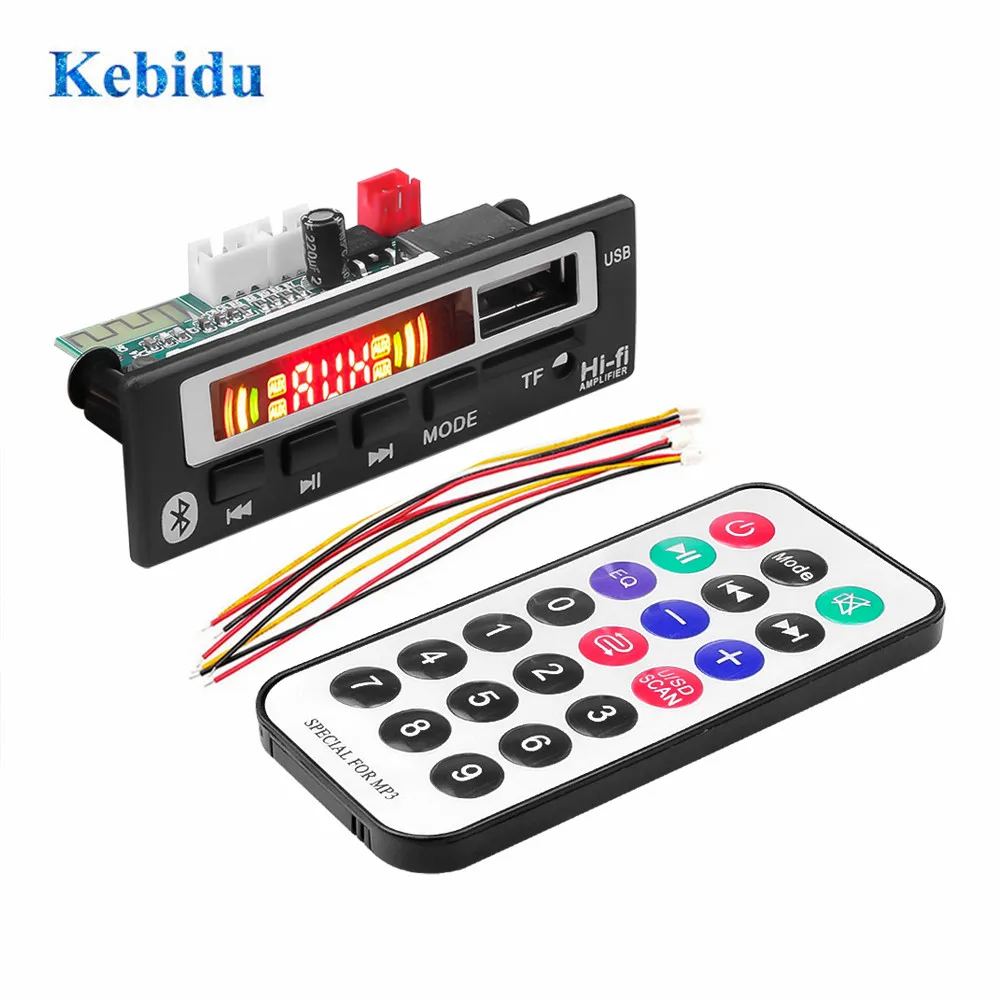 KEBIDU 5 в Bluetooth5.0 MP3 WMA WAV декодер плата 12 беспроводной аудио модуль цветной экран USB TF