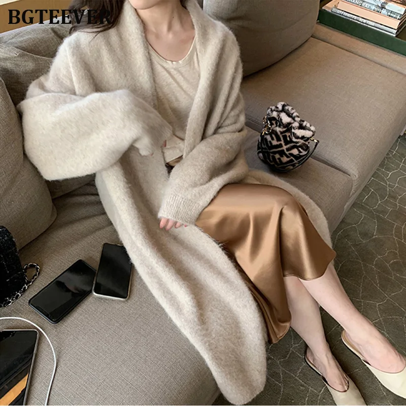 Elegant Long Sweater Cardigan Women Sleeve Oversized Ladies Outwear Jumper Coat Female Winter Open Stitch 2019 |