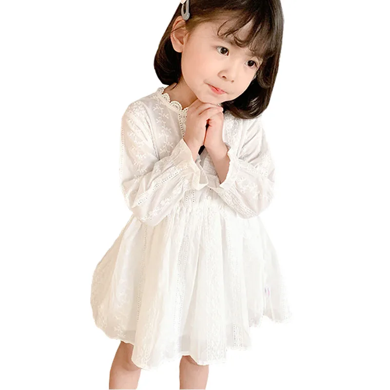 2020 spring baby girl lace dress age 1 2 3 4 5 6 yrs cute kids cotton white dresses quality princess party wedding frocks | Детская