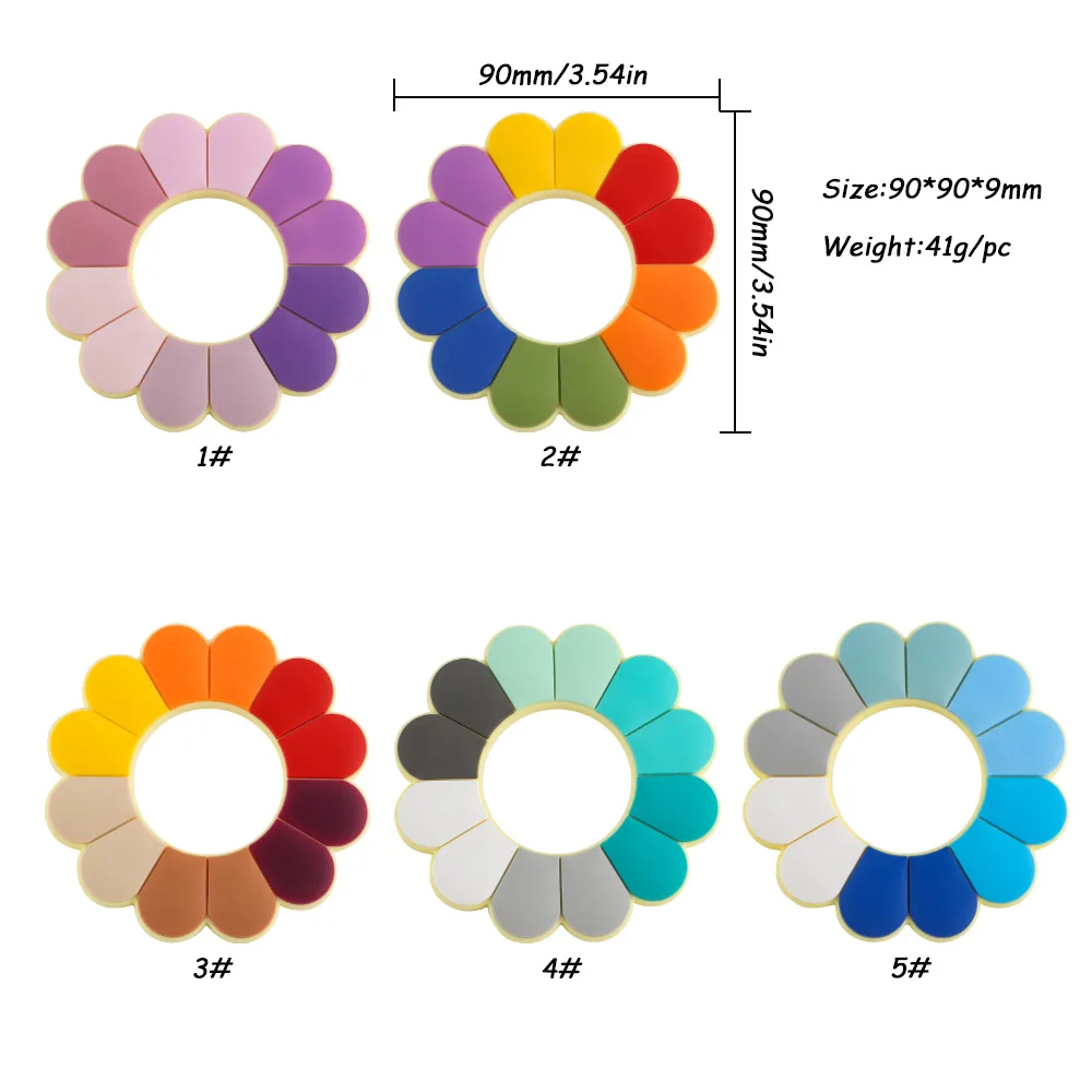 Kovict-mordedor de silicona con flores de colores, colgantes de silicona de grado alimenticio, accesorios de cadena para chupete, juguetes molares para beb&eacute;, 1 ud.-4