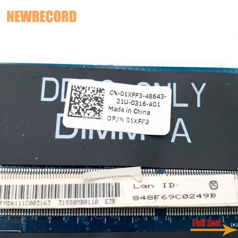 Новая плата NEWRECORD DASS8BMBAE1 CN-01XFF3 01XFF3 для ноутбука Dell XPS 15z L511z с процессором I7-2640M и графическим процессором GT525M. Полная проверка.