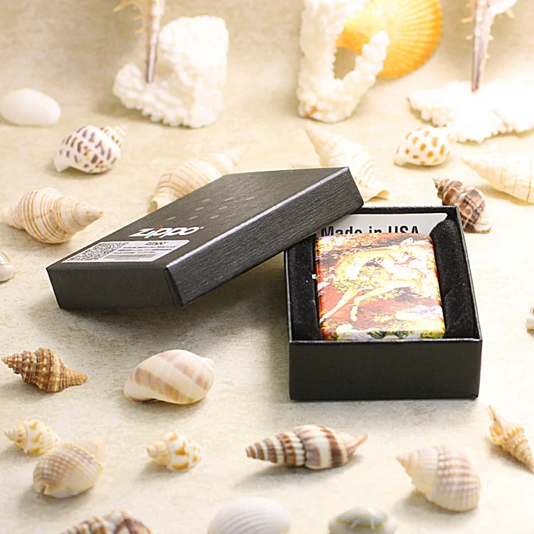 

Genuine Zippo oil lighter copper windproof Coloured Dream Elk cigarette Kerosene lighters Gift With anti-counterfeiting code