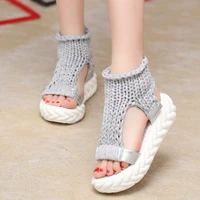 women sandals spring summer knitted platform slippers fashion trend casual shoes outdoor breathable comfortable beach footwear