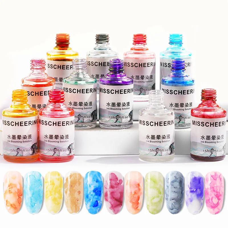 Мраморный узор градиентный цвет лак для ногтей Чернила смазывание нейл-арта