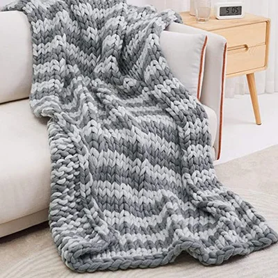

TONGDI Soft Warm Large Handmade Knitted Coarse Woolen Blanket Pretty Gift For Winter Bed Sofa Girl All Season Sleeping Bag