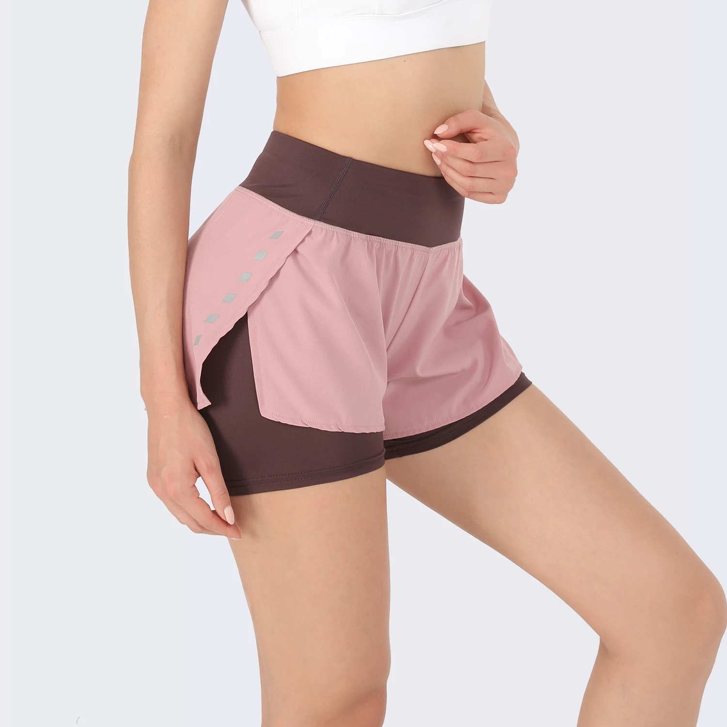 

2 In 1 Women Yoga Sports Shorts Summer High Waist Fitness Jogger Running Short Pants Girl Anti-glare Workout Quick Dry Shorts