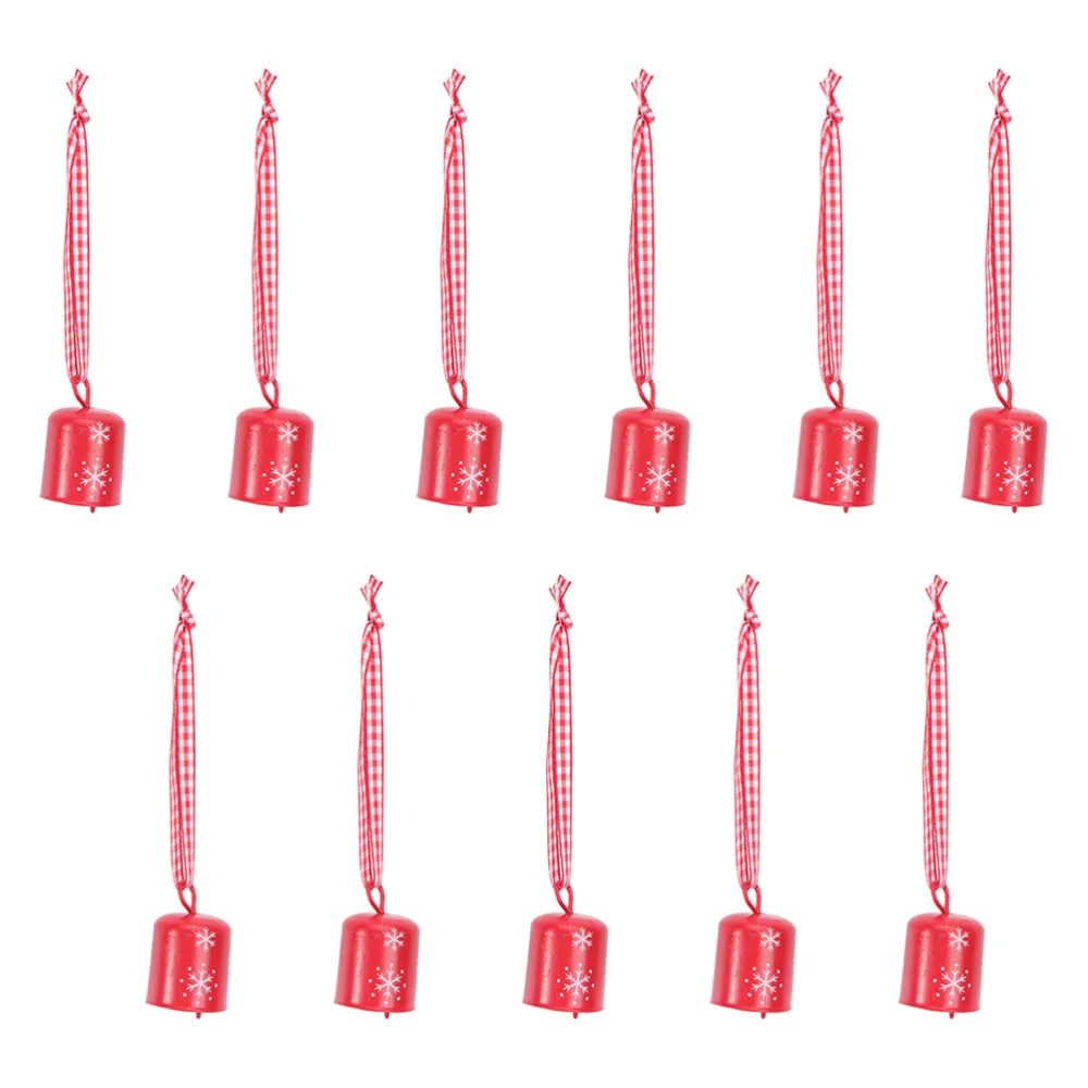 

11Pcs Creative Bell Pendants Iron Christmas Decorations Small Bell Decors Red
