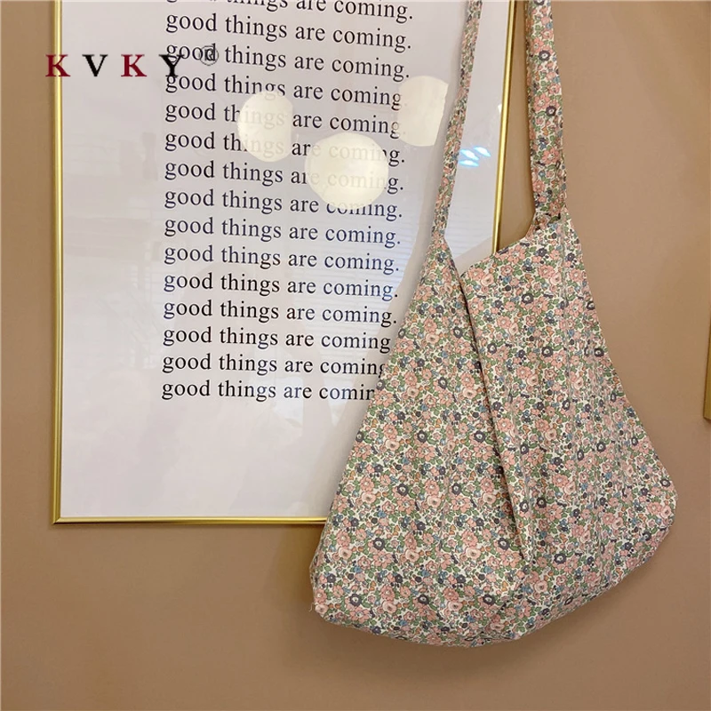 Корейская маленькая Холщовая Сумка Ins Girl с цветочным принтом Студенческая