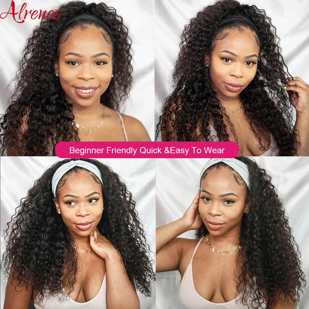 

Jerry Curly Headband Wig Natural Color Remy Malaysian Glueless Human Hair Wigs For Black Women Biginner Friendly 8-28 Inch