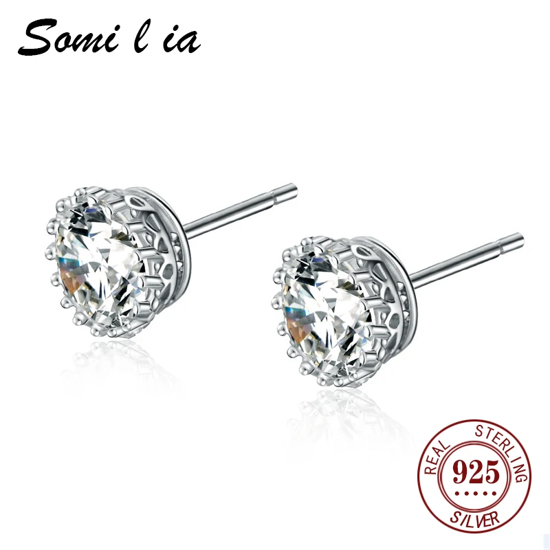 

SOMILIA Natural Gemstone Round Earrings S925 Silver Lucky Hope Elf Studs Earring Lover Colorful Jewerly for Women Gift