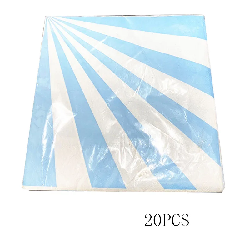 

20pcs Blue Striped Tissue Birthday Party Decorations Kids Girl Napkins Paper Deco Anniversaire Disposable Tableware Napkin