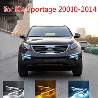 car led drl daytime running light for kia sportage 2010 2011 2012 2013 2014 fog lamp cover daylight with yellow turning