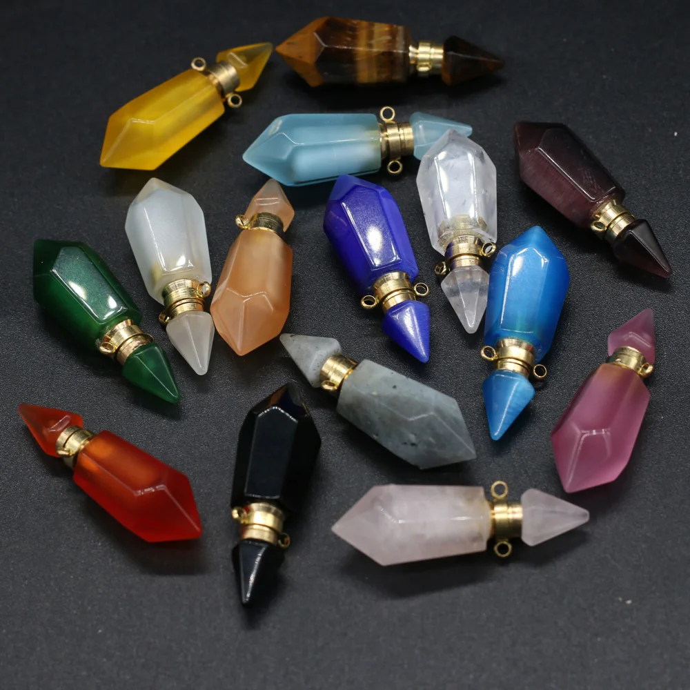 

Natural Stone Perfume Bottle Pendant Section Exquisite Semi-Precious For Jewelry Making Charms DIY Necklace Accessory