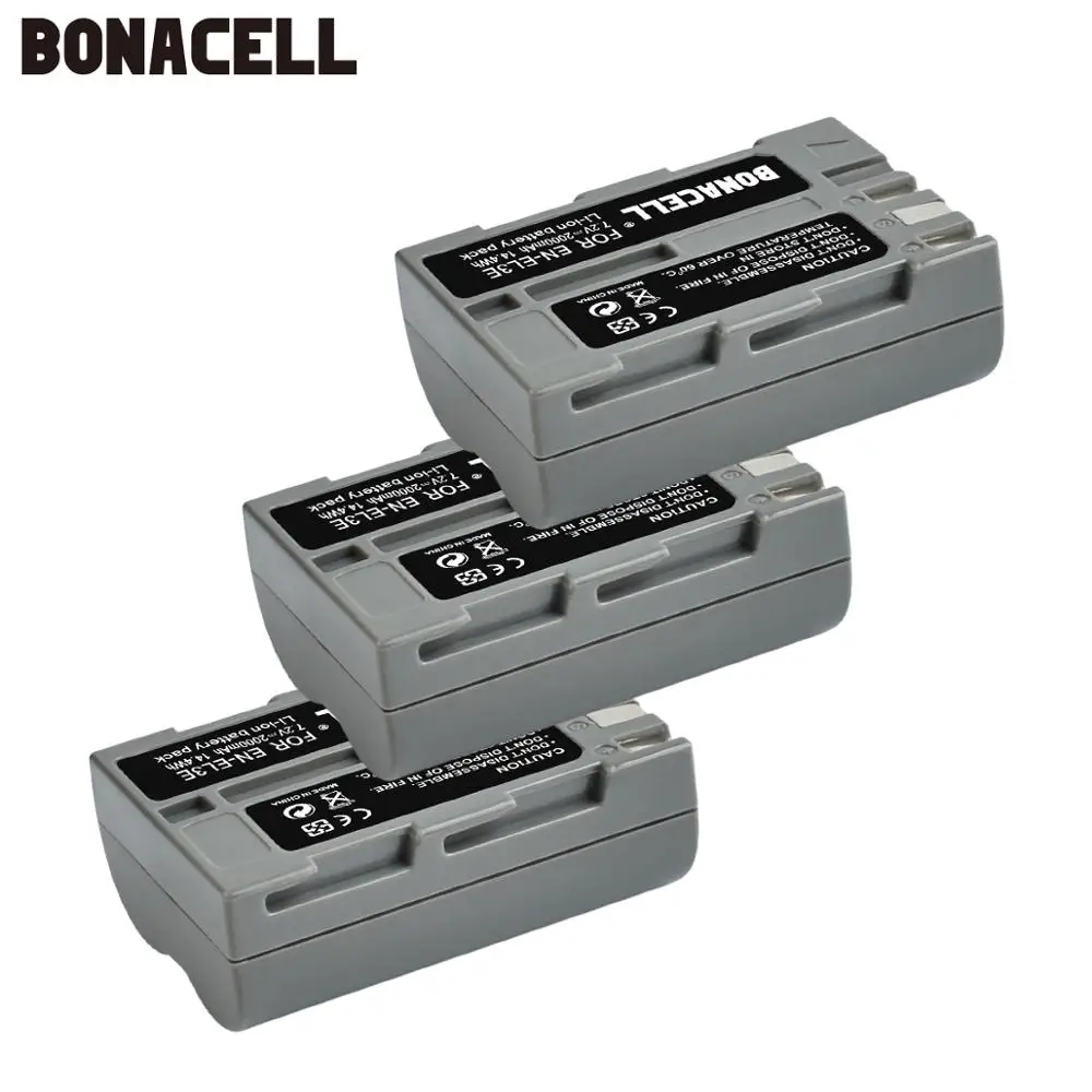 Аккумулятор Bonacell EN-EL3E 2000 мАч совместим с цифровыми зеркальными камерами Nikon D700 D300S