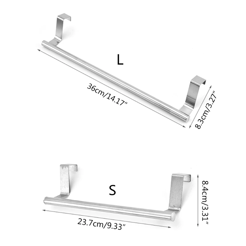 

P15F Stainless Steel Towel Rack Bathroom Holder Stand Kitchen Cabinet Door Hanging Organizer Shelf Wall Mounted Rag Bar