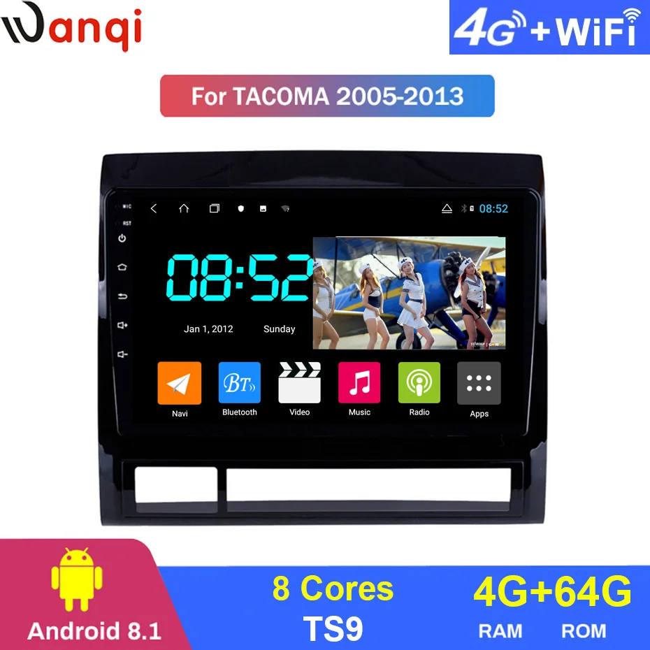 Android 8 1 автомобильный DVD 1din мультимедийная система Navi для Toyota TACOMA/HILUX 2005 2013