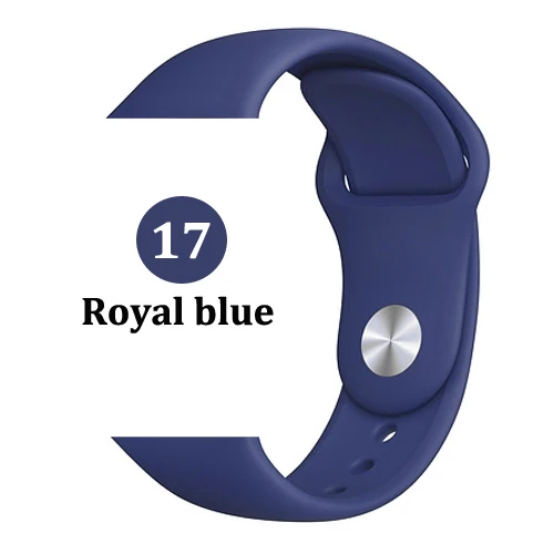 17-Royal blue Ремешок для apple watch band 4 3 correa iwatch band 42 мм/38 мм 44 мм/40 мм 2 спортивный силиконовый браслет pulseira apple watch аксессуары - Цвет ремешка: 17-Royal blue